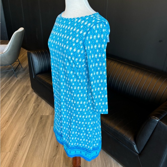 Pretty turquoise, white & blue patterned easy and comfortable dress! - Picture 6 of 8